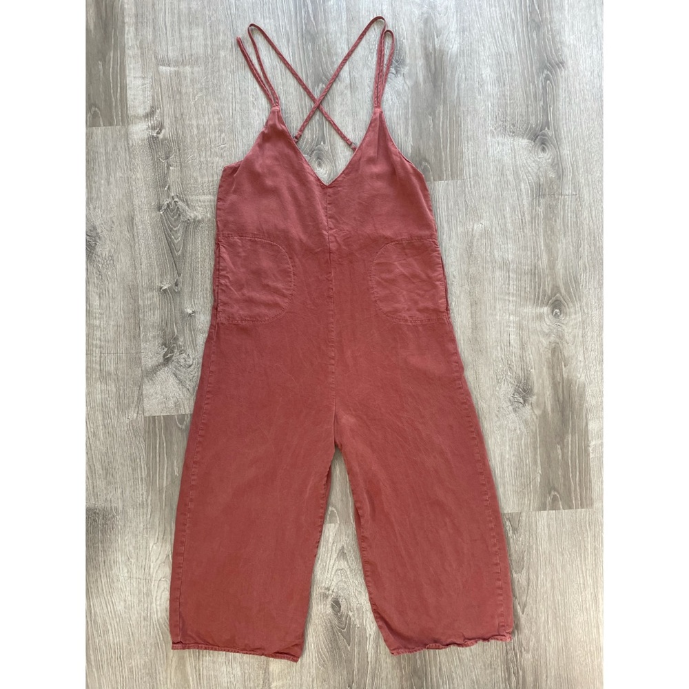 Free People Rust Colored Cropped Jumpsuit Size S